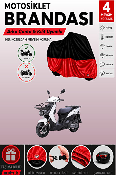 Cemku Double Black Top - Red Bottom, Rear Bag Compatible Sym Xpro Cargo 125 M...