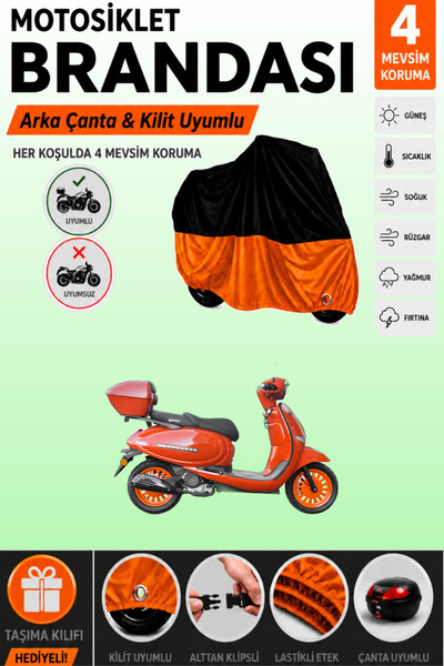 Cemku Double Black Top - Orange Bottom, Rear Bag Compatible Yuki Bellini 125 ...