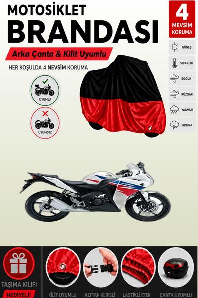 Cemku Double Black Top - Red Bottom, Rear Bag Compatible Honda Cbr 125 R Moto...