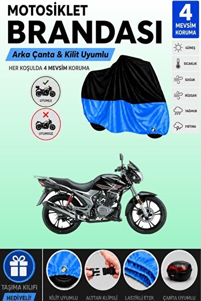 Cemku Double Black Top - Blue Bottom, Rear Bag Compatible Haojue Hj 150-9 Mot...