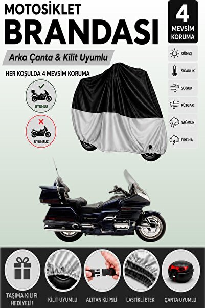 Cemku Double Black Top - Gray Bottom, Rear Bag Compatible Honda Goldwing Gl 1...