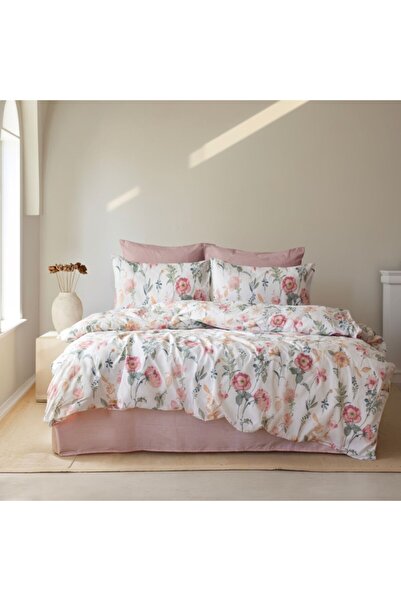 Bahar Tekstil 100% Cotton Duvet Cover Set with anemones, Bahar Home, Selene