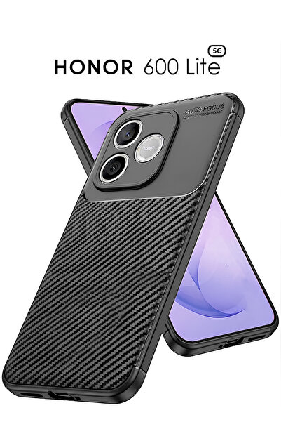 Nezih Case Honor 600 Lite Uyumlu Kamera Korumalı (Karbon Tasarım) Koruyucu Lü...