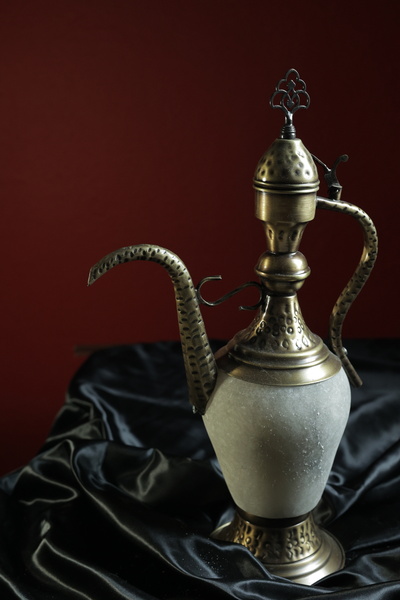 TUZCU KENAN Gri İbrik Tuz Lambası Eskitme Metal Detaylı Dekoratif Ortam Lambası