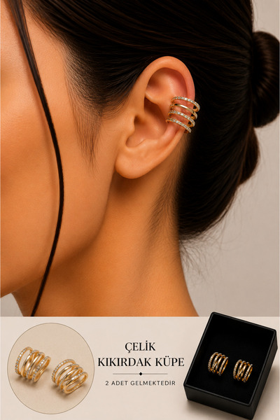 Jack Ferrero Zircon Stone Detailed Cartilage Earring/Earcuff/Conch (No Pierci...