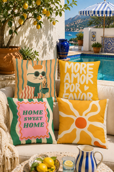 stellahomes Retro Boho Yastık Kılıfı Seti 4’lü, Modern Renkli Dekoratif Kırle...