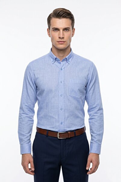 ADVANTE Men's Classic Long Sleeve Single Pocket 100% Cotton Shirt Bgl-St05488