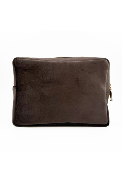 3rd March Studio Brown Sun Embroidered Velvet Makeup Bag & Organizer 19X14X9 cm