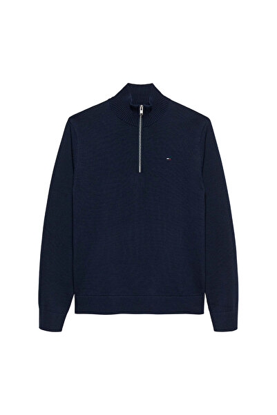 Tommy Hilfiger Pulover bărbătesc subțire, esențial, ușor, cu fermoar 1/4, măr...