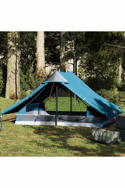 vidaxl Cort camping pentru 2 persoane, albastru, impermeabil