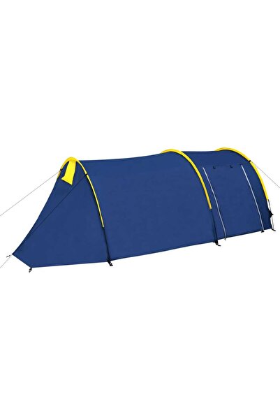 vidaxl Cort de camping, 4 persoane, bleumarin/galben