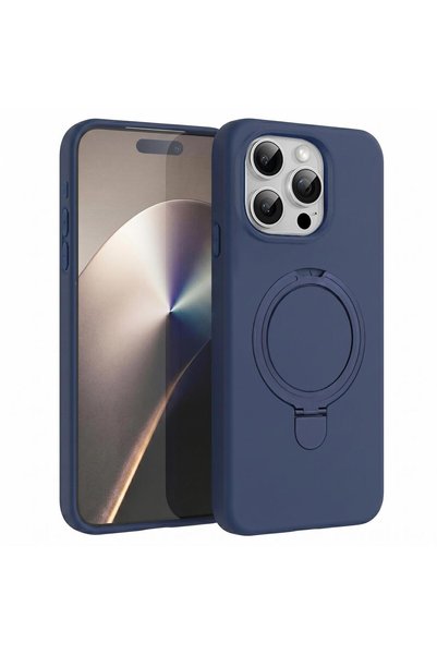 Microsonic Apple iPhone 15 Pro Max Compatible Case Aura Stand Magsafe Navy Blue