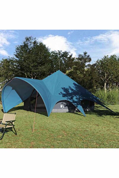 vidaxl Cort Teepee pentru 7 persoane cu acoperis Albastru si Gri