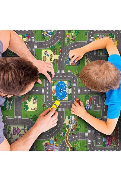 FizioTab Covoraș puzzle din spumă EVA, 9 piese, cu imprimeu stradal și animal, 90x90 cm