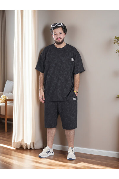 Finelook Men's Textured Shirt and Shorts Set