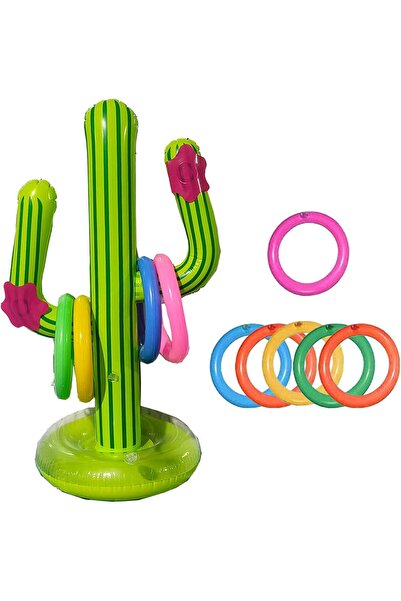 Arabest 7-Piece Inflatable Cactus Ring Toss Game Set, 6 Ferrules, 1 Cactus Po...