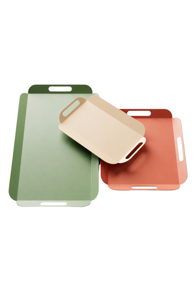 hemlife Metal Presentation Tray Set, Soft Colors, Modern Tea and Coffee Prese...