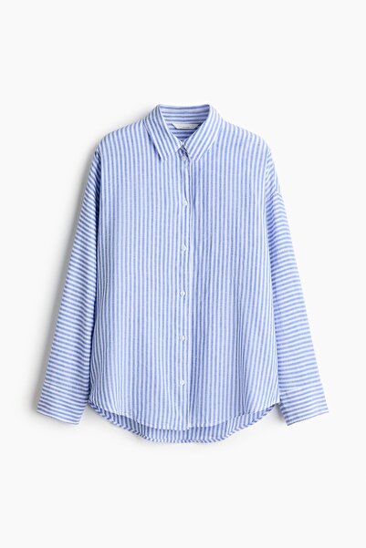 H&M Keten Karışımlı ve Pelerin Kollu Gömlek