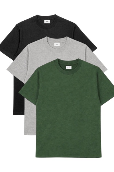 pandy Pachet de 3 tricouri oversize basic cu gât rotund