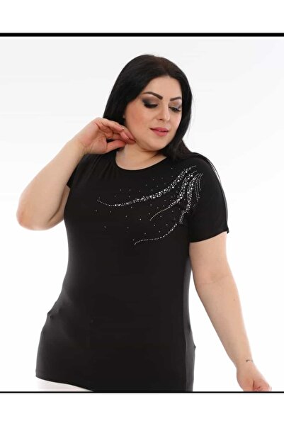 doruk collection قميص ماذر تشورت باللون الأسود مزين بالأحجار
