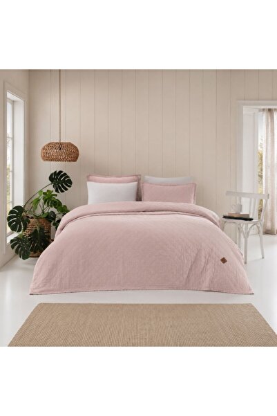 Bahar Tekstil Quilted Cotton cover 220 x 240cm + 2 pillowcases, Manu Garnet P...