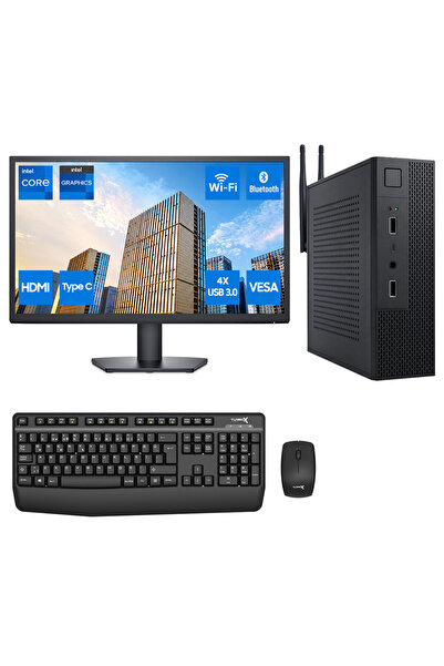 Mini-75 i5 7400 16GB Ram 256GB M2 NVMe SSD 23.8 inch FHD Dell Monitor Enterprise Office Mini PC