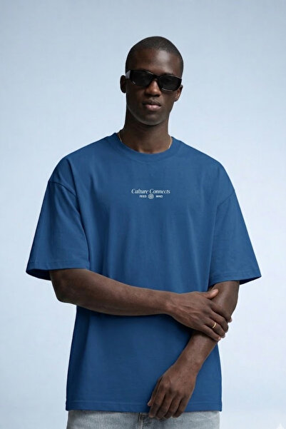 MATERIAL Men's Culture Connects Print Casual Blue T-Shirt