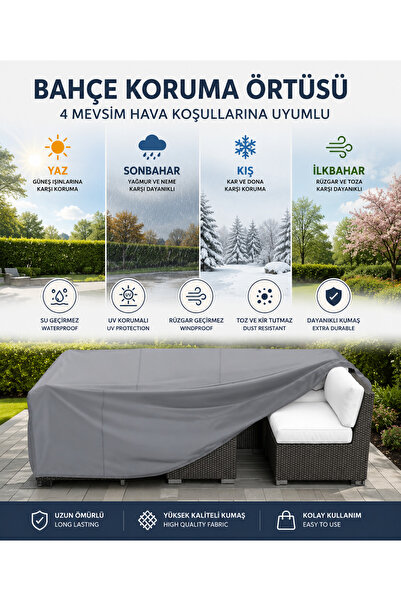 CoverPlus Dış Mekan Bahçe Mobilyası Brandası Su Geçirmez (160x160x80cm Gri Renk)