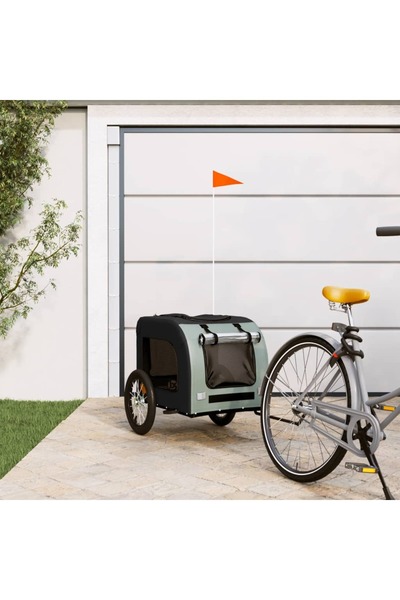 vidaxl Remorcă bicicletă animale companie gri/negru textil oxford/fier