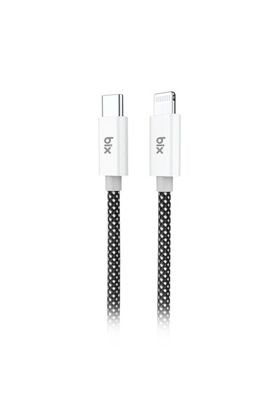 Bix T3CL Type-C to Lightning iPhone 27W Örgülü Hızlı Şarj ve Data Kablosu 1 M...