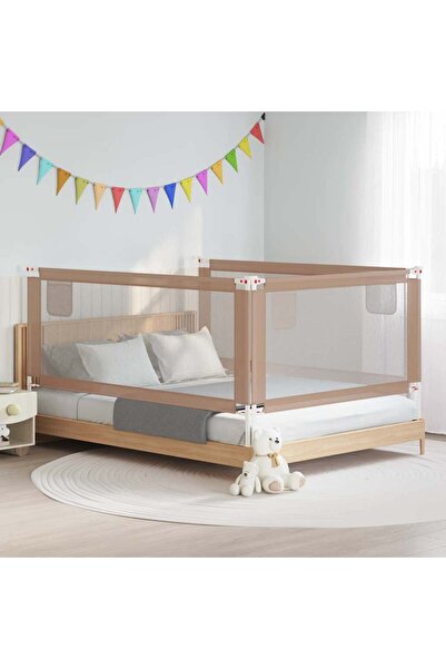 vidaxl Balustradă de protecție pat copii, gri taupe, 200x25 cm, textil