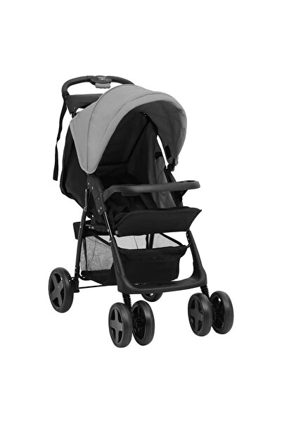 vidaxl 2-in-1 baby stroller, light gray and black, steel