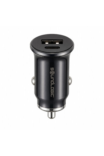 Soundlogic Φορτιστής αυτοκινήτου, 2 θύρες, USB-A, USB-C, μαύρο, 80399