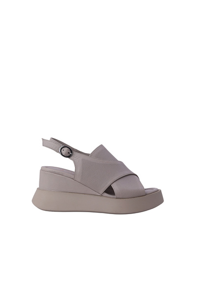 ALBİNİ Women's Genuine Leather Wedge Heel Buckle Sandals