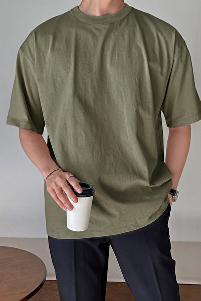 GENIUS STORE Tricou oversize pentru bărbați, din bumbac, cu decolteu tip crew...