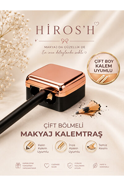 HİROS'H Yüksek Kaliteli 2 Delikli Kozmetik Dudak Kaş Eyeliner Kalemi Kalemtıraşı