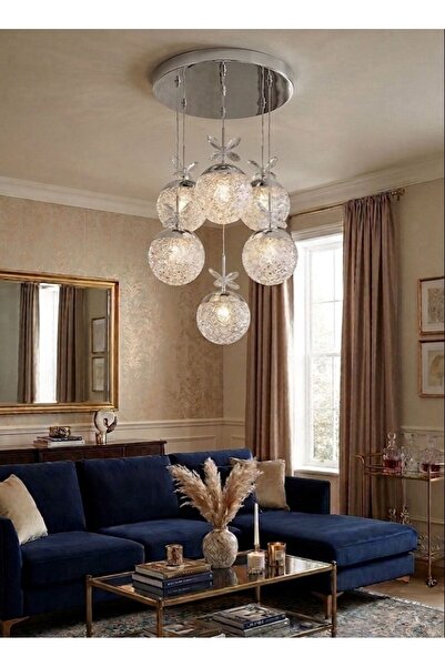 Lüxev Lighting Güneş Model 6"lı Gümüş 3 Renk Modu Ledli Kristal Taşlı Modern ...
