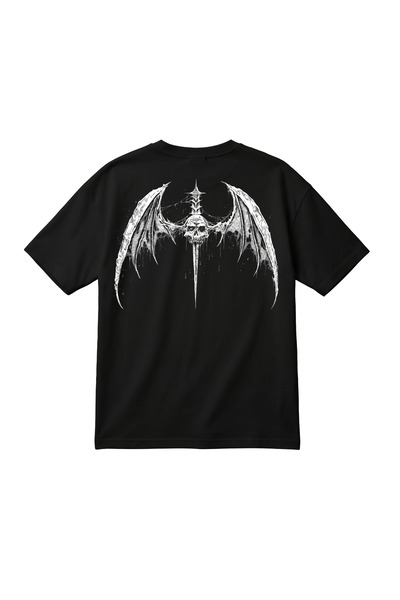 barsdepo Oversize Siyah Tişört Arachnid Baskılı %100 Pamuk Unisex Streetwear