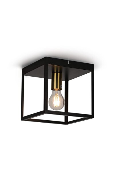 FORCOSO Vintage Industrial Ceiling Light E27, Black/Gold Metal, Cage Model