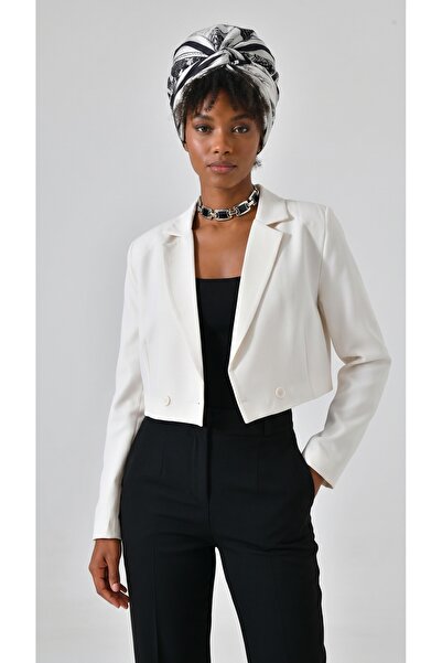 Askı Nişantaşı Kruvaze Kapama Regular Kısa Blazer Ceket
