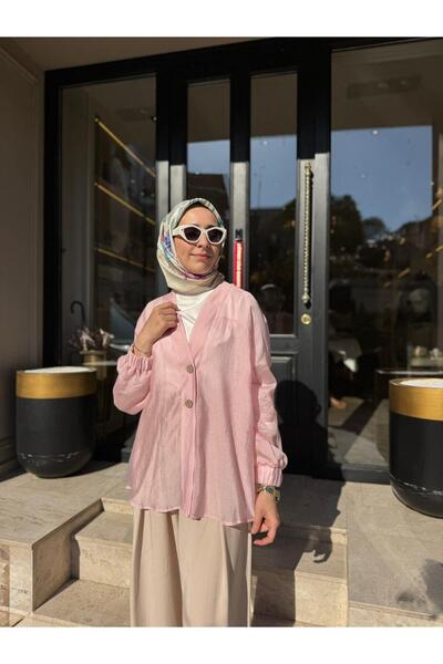 Almarwah Black 405024 Düğmeli Kadın Ceket Pembe