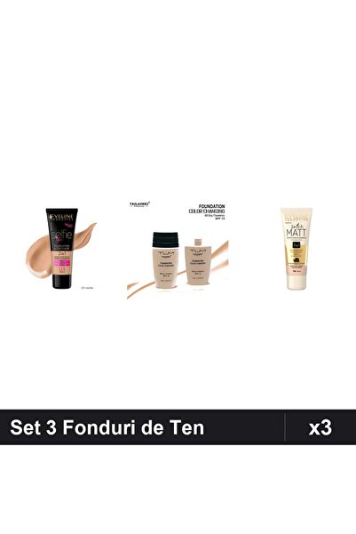Eveline Set 3 Fonduri de Ten & TLM, Nuante Vanilla Beige, SPF15, 90ml Total