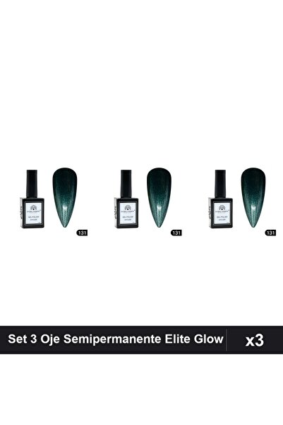 global fashion Set 3 Oje Semipermanente Elite Glow 15ml, Gel Polish UV/LED