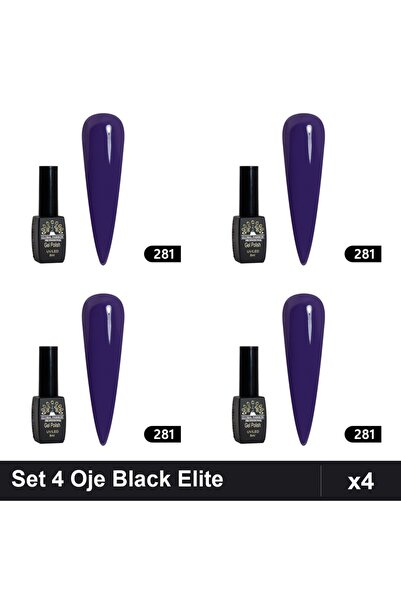 global fashion Set 4 Oje Semipermanente Black Elite 8ml, Manichiura UV/LED,
