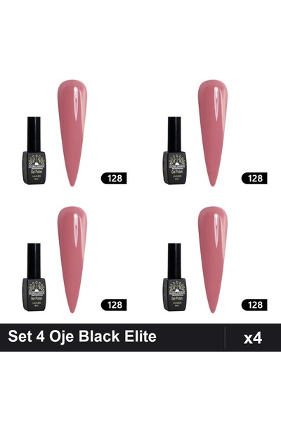 global fashion Set 4 Oje Semipermanente Black Elite 8ml, Manichiura UV/LED Pr...