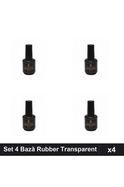FSM Set 4 Bază Rubber Color Transparent 15ml, Base Coat Manichiură Gel UV/LED