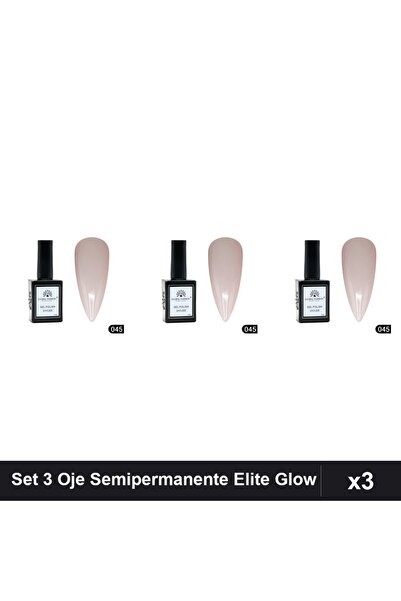 global fashion Set 3 Oje Semipermanente Elite Glow 15ml, Gel Polish UV/LED