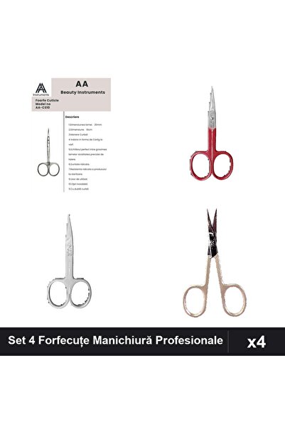 One Group Set 4 Forfecuțe Profesionale Manichiură, Cuticule și Unghii, AlAlzee
