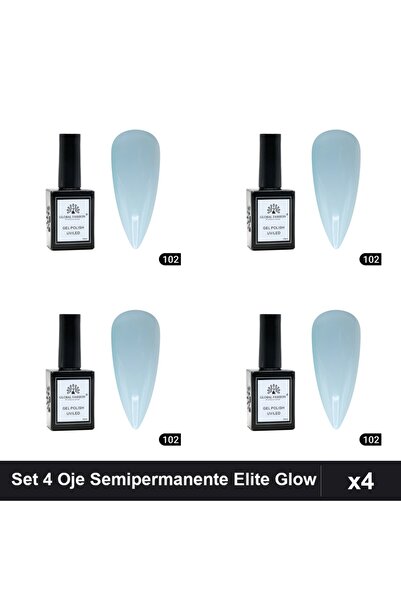 global fashion Set 4 Oje Semipermanente Elite Glow 15ml, Gel Polish UV/LED