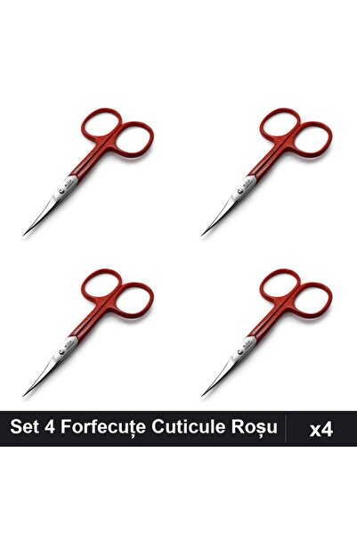 One Group Set 4 Forfecuțe Profesionale Cuticule Roșu, Clești Unghieri